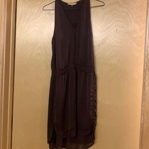 purple rebecca taylor silk elastic waist dress